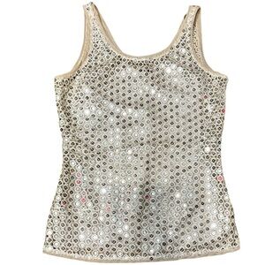 Black House White Market Gold Metallic Sequin Tank Top with Undershirt Size XS